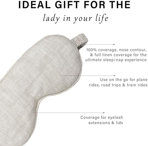 Eye mask Pure Linen Sleep Mask with Elastic Band, No Pressure On Eyes,Side Sleeper Eye Cover Organic Cotton Core Blindfold,Napping & Yoga Travel Essentials (Natural) - Image 3