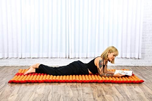 Leewadee - Kapok Roll Mat – Handcrafted Folding Sleep & Relaxation Mattress from Thailand, Ideal as Guest Bed, Camping Mat, Yoga Mat or Traditional Futon, 75 x 39 inches, Orange Red - Image 2