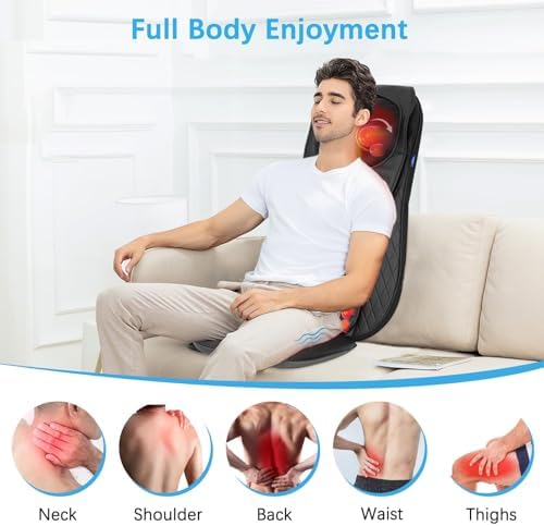 CuPiLo Shiatsu Neck & Back Massager with Heat, Massage Chair Pad Cushion for Stress Relief, Inflatable Flaps Back Support, Kneading or Rolling Chair Seat Massage - Image 5