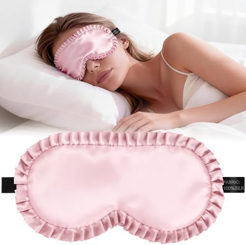 Silk Sleep Mask for Women, 100% Mulberry Silk Eye Mask for Sleeping by Pyopbow