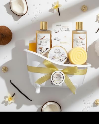 Spa Bath & Body Gift Basket for Women & Men, Coconut Vanilla - Image 3