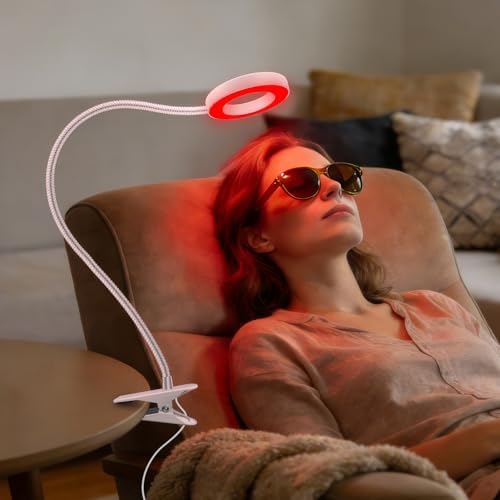 Aumtrly Red Light Therapy Lamp for Face and Body, with Clip, White, 40 LED by Aumtrly