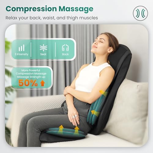 Snailax Shiatsu Neck Back Massager with Heat, Massage Chair Pad with Compression, Height-Adjustable Neck Massage Rollers Chair Seat Massager, Gifts for Men, Women - Image 4