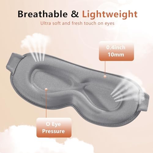 Sleep Mask for Side Sleeper Women Men, Eye Mask for Sleeping Light Blocking, 3D Contoured Cup Sleeping Mask, Soft Breathable Sleep Eye Mask with Adjustable Elastic Strap for Travel - Image 4