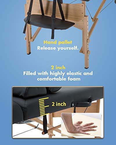 BestMassage Table Massage Bed Spa Bed 73 Inch Heigh Adjustable 2 Folding Portable Massage Table W/ Carry Case Salon Bed - Image 6
