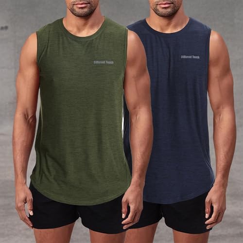 Men’s BIG and TALL 2 Pack Active Gym Sleeveless Shirts Muscle Tank Top - Image 7