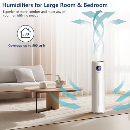 Akeshan Large Humidifiers for Bedroom, 9L/2.5Gal Ultrasonic Cool Mist Humidifier, Top Fill Easy Clean with 350ML/H Large Mist Speed, Quiet, Suitable for Kids Room Plant Yoga Office Study Room Living - Image 4