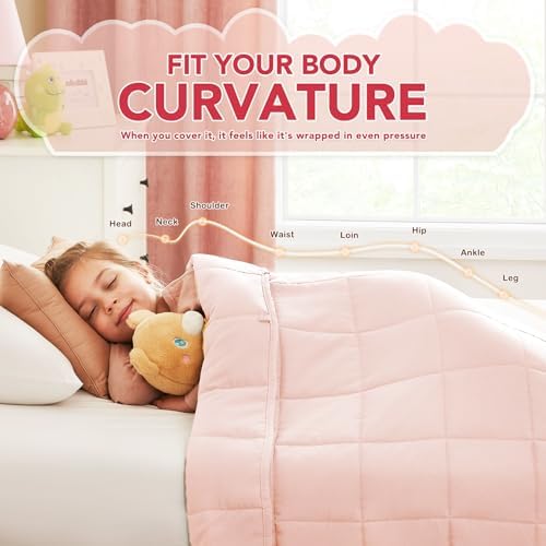 CuteKing Weighted Blanket (10lbs, 40"x60", Pink) Heavy Blanket for 90-100lbs, Weighted Blanket for Cooling & Heating with Premium Glass Beads, Soft Thick Blanket All-Season - Image 3