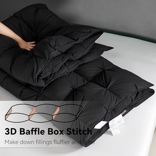 SNOWMAN Premium Down Comforter Cal King, Black Duvet Insert All Season - Image 4