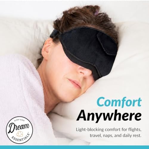 Dream Essentials Opulence Micro Plush Sleep Mask, Black Velvet Eye Mask for Sleeping with Earplugs, Front Pocket, Adjustable Strap, Soft Cotton Lining, Light Blocking Travel Accessory for Night Rest - Image 4