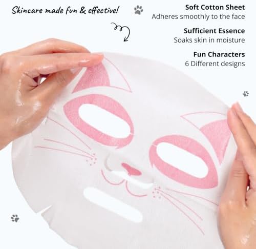 Epielle Character Face Mask Wave & Wild 12 Pack, Fun & Effective Korean Skin Care, Spa Party Favors, Birthday Gifts for Women, Self Care Gifts - Image 4