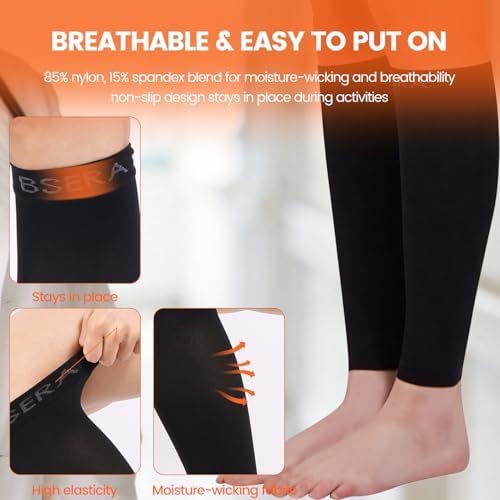BSERA Calf Compression Sleeve Women, 2 Pairs 20-30mmHg Footless Compression Socks for Swelling Shin Splints Varicose Veins - Image 3