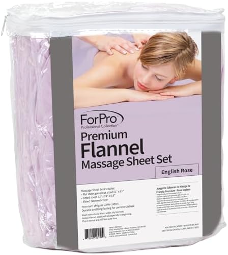 ForPro Premium Flannel 3-Piece Massage Sheet Set, English Rose - Image 4
