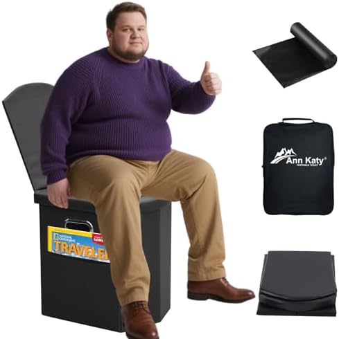 Ann Katy Upgrade XXL Portable Toilet for Adults, Extra Large Floding Toilet by AnnKaty