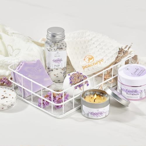 Mothers Day Gifts for Mom Spa Bath Gift Baskets Relaxing Spa Self Care for Women Her Sister Wife Bridal Shower Gifts Box Home Bath Care Package Thank You Birthday (Purple -Spa for Women) - Image 3