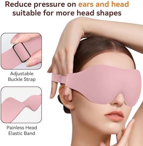 Sleep Mask, EVA BELLE Eye Mask for Men Women, Zero Pressure 3D Sleeping Mask, Cool Super Smooth Light Blocking Soft Eye Shade Cover Memory Foam, Lightweight for Home Travel Use - Image 3