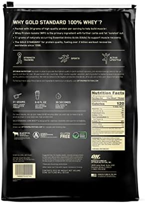 Optimum Nutrition, Gold Standard 100% Whey Protein Powder, Vanilla Ice Cream, 9.98 lb, 146 Servings - Image 2
