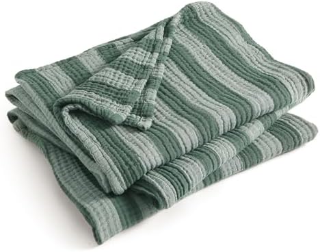EMME Cotton Muslin Blanket Couch 4-Layer Breathable Gauze Soft Lightweight Bed Blankets Adults Forest Green Twin XL (66" x 90") - Image 3
