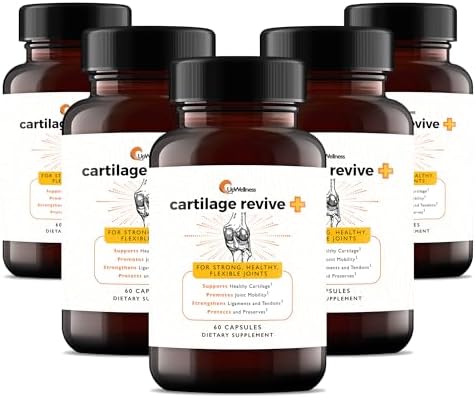 UpWellness Cartilage Revive + Joint Support Supplement for Men and Women - Powered by D-Glucosamine Sulfate, MSM, Vitamin D3, C and More - 5 Bottles by UpWellness