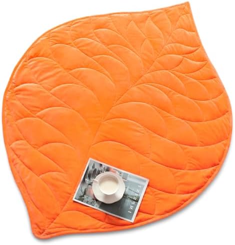 Kaisa Weighted Lap Blanket for Adults, 7lbs 41" x 53", Leaf Pattern, Orange by Kaisa
