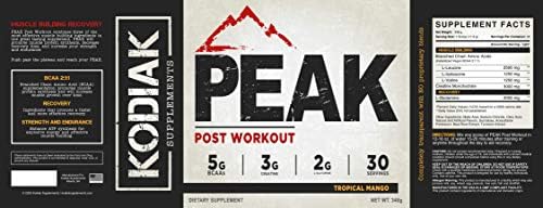 Peak Post Workout - BCAA 2:1:1 Creatine - Glutamine - Muscle Recovery and Strength Building Supplement - 30 Servings - Tropical Mango - Image 6