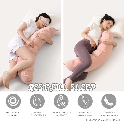 Peallow(Pat. Pend) – Long Round Body Pillow for Adults, Bolster Pillow for Sleeping, Soft and Supportive Pillow for Sleeping & Lumbar Support (Soft Pastel Pink, 39") - Image 5