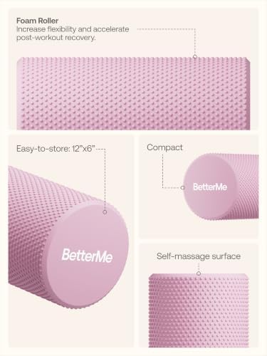 BetterMe Foam Roller for Muscle Recovery – High Density Exercise Roller for Back &Legs – Deep Tissue Massage Roller for Tension, Relief & Stretching (Raspberry Pink) - Image 5