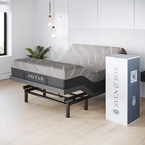 Sven & Son Harmony Adjustable Bed Base, Head and Foot Lift, Massage, Under-Bed Lights, USB, Gel Memory, Zero Gravity Smart Frame - Full + 12 inch Memory Foam Matt (Medium) by Unknown