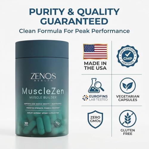 Zenos Health MuscleZen Muscle Builder for Men – ATP Supplements for Strength – Muscle Supplements for Super Recovery – Clear Muscle Support for Lean Muscle Growth - Made in USA, 180 Caps - Image 5