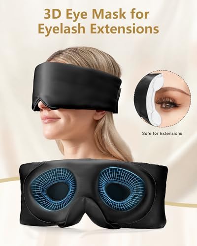BeeVines Luxury Pure 100% 22 Momme Silk Sleep Mask, 3D Countoured Eye Mask - Image 3