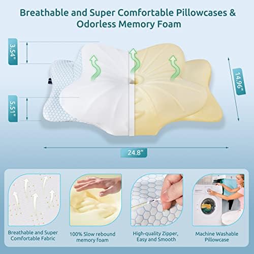 DONAMA Cervical Pillow for Neck and Shoulder,Contour Memory Foam Pillow,Ergonomic Neck Support Pillow for Side Back Stomach Sleepers with Pillowcase - Image 3