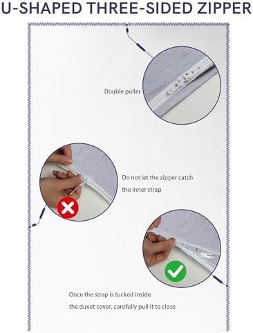 YnM 3-Side Zipper Duvet Cover for Weighted Blankets | Easy on, Easy Off Neutral Grey, 90"x104" - Image 4