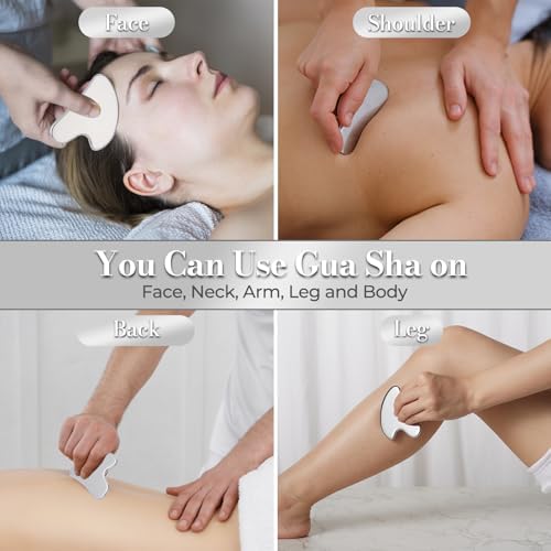 Gua Sha Facial Tools Metal Gua Sha for Face Body Jawline Shaper, Double Chin Reducer, Stainless Steel Guasha Face Sculpting Tool, Puffiness Reducing & Lymphatic Drainage Massager – Skincare Gift - Image 7