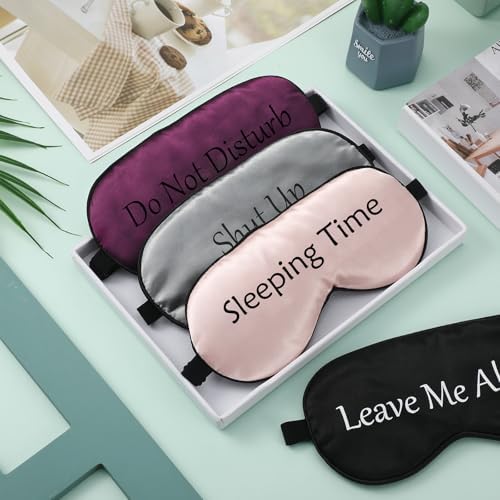 4 Pack Funny Eye Mask for Sleeping Blackout, Black, Gray, Pink, Purple - Image 7