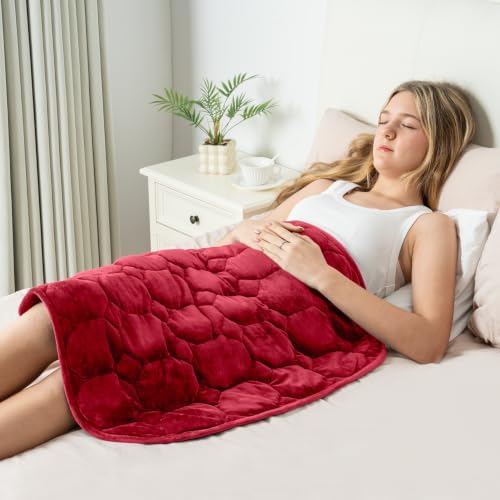 Wemore Weighted Lap Blanket 7lbs, 24"x29" Small Travel Blankets for Adults by WemoreDirect