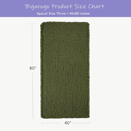 Bigacogo Chunky Knit Throw Blanket for Couch, 40x80 inches, Yellow Green - Image 2