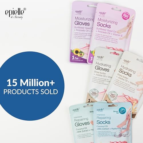 Epielle Intensive Repairing Hand & Foot Masks, Restore and Moisturize Dry, Cracked Skin, Self Care Gifts for Women, Spa Kit, 6 Moisturizing Gloves & 6 Moisturizing Socks - Image 2
