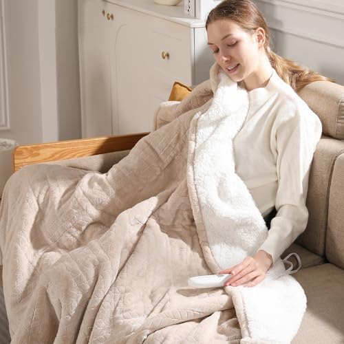Twin Electric Blanket 62"x84" Heating Blanket Twin Heated Blanket, Beige by SafeWarmthTrustedComfort