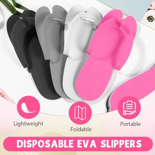 JaGely 100 Pair Disposable Pedicure Slippers Bulk Multicolor Flip Flop for Pedicure Anti Slip EVA Foam Spa Slipper Sandal Disposable Shoe Kit for Women Nail Bath Salon Party Supplies - Image 4