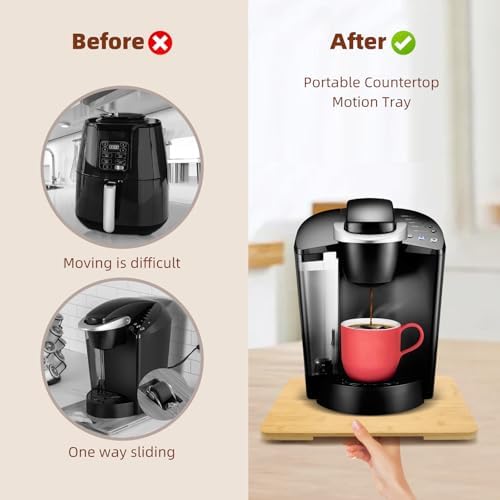 360°Rolling Tray Bamboo Kitchen Appliance Slider for Coffee Maker Pot - Image 3