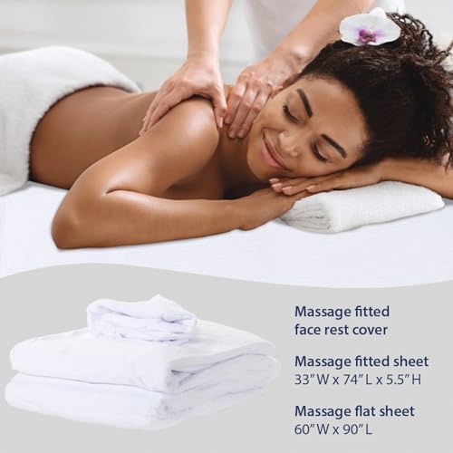 ForPro Luxury TerrySoft 3-Piece Massage Sheet Set, White, Ultra-Soft, Stain and Wrinkle-Resistant, Includes Flat and Fitted Sheets and Face Rest Cover - Image 6
