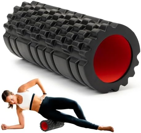 Krightlink Foam Roller for Deep Tissue Massager, 13" High Density Exercise Patented Roller for Muscle Massage and Myofascial Trigger Point Release Back Roller for Fitness, Yoga and Pilates (Black) by Krightlink