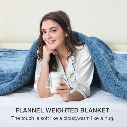 Aemicion Sherpa Weighted Blanket Queen Size 15lbs,Cozy Warm Heavy Blanket as Gifts for Women Men Adult,Soft Throw Blanket for Couch Sofa Bed,Slate Blue - Image 3