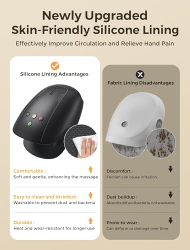 Estefanlo Hand Massager with Heat and Compression, Cordless Hand Massager for Arthritis Pain Relief, 3 Modes Air Compression Finger Massage Device, 2 Heat Levels, Washable Silicone Liner, Black - Image 5