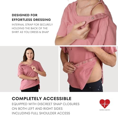 Inspired Comforts Unisex Post Surgery & Rehab V Neck Dual Access Snap Shirt - Image 3