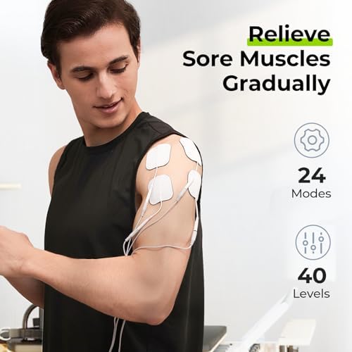 AUVON 3-in-1 TENS Unit Muscle Stimulator, 40 Levels for Gradual Pain Relief - Image 4