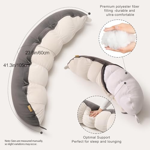 Peallow(Pat. Pend) – Long Round Body Pillow for Adults, Bolster Pillow for Sleeping, Soft and Supportive Pillow for Sleeping & Lumbar Support - Image 3
