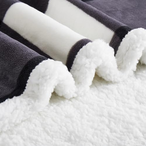 PU MEI Sherpa Blanket Fleece Throw Blanket Twin Plaid Thick Bed Blanket, Soft Warm Cozy Dark Grey Checkered Throw Blanket 60"*80" - Image 6