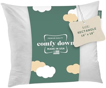 ComfyDown 16x18 Throw Pillow Insert, Down & Feather Fill, 100% Cotton Cover, Made in USA – Premium Soft Decorative Pillow Form Sham Stuffer for Bed, Sofa & Couch by ComfyDown