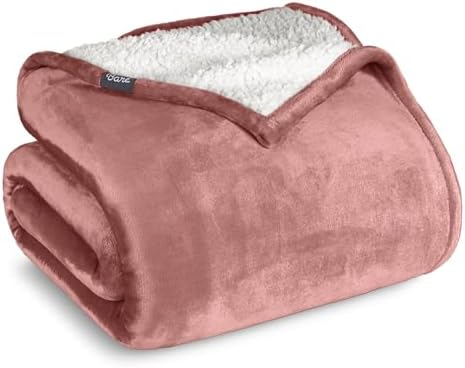 Bare Home Sherpa Fleece Blanket (Full/Queen, Dusty Rose) by BareHome